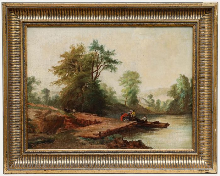 W. Göllner - 19th Century Oil, Crossing the Lake