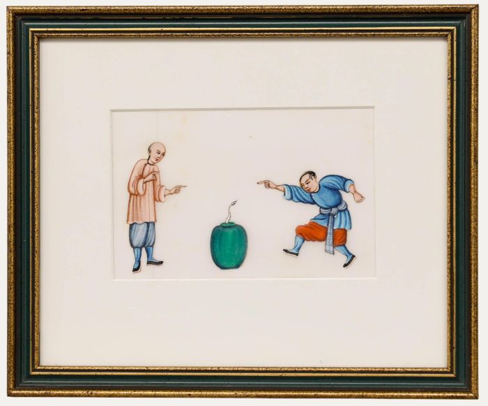 Framed 19th Century Watercolour - The Snake Charming Act