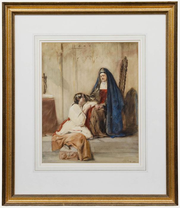 Paul Falconer Poole RA (1807-1879) - 1839 Watercolour, Holy Sister's Guidance