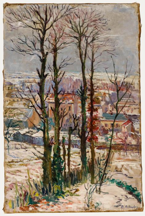 B.A. Andry - Mid 20th Century Oil, City from the Hill