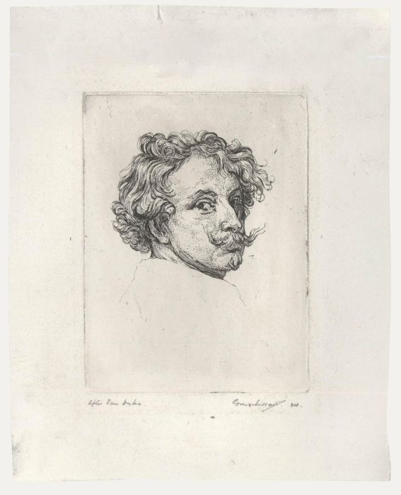 George Willott (1900-2000) after Anthony Van Dyck - Etching, Self Portrait