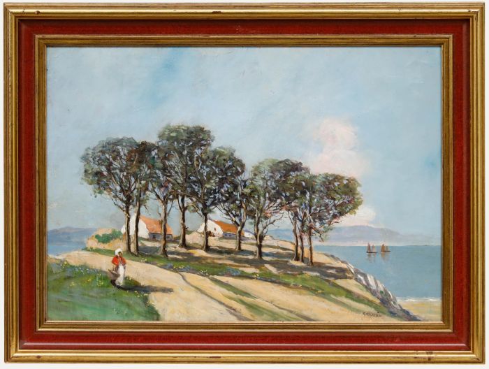 William Renison (1866-1940) - Framed Oil, Cottages by the Coast