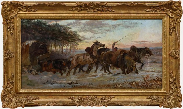 William H. Hopkins (fl.1853-1892) - Signed 1869 Oil, The Long Road Home
