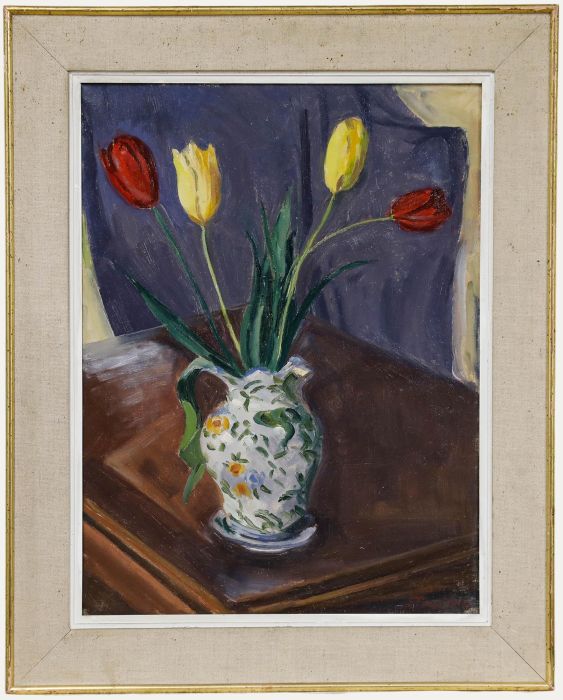Fernand Coustans (1878-1975) - Framed Mid 20th Century Oil, Tulips in a Vase