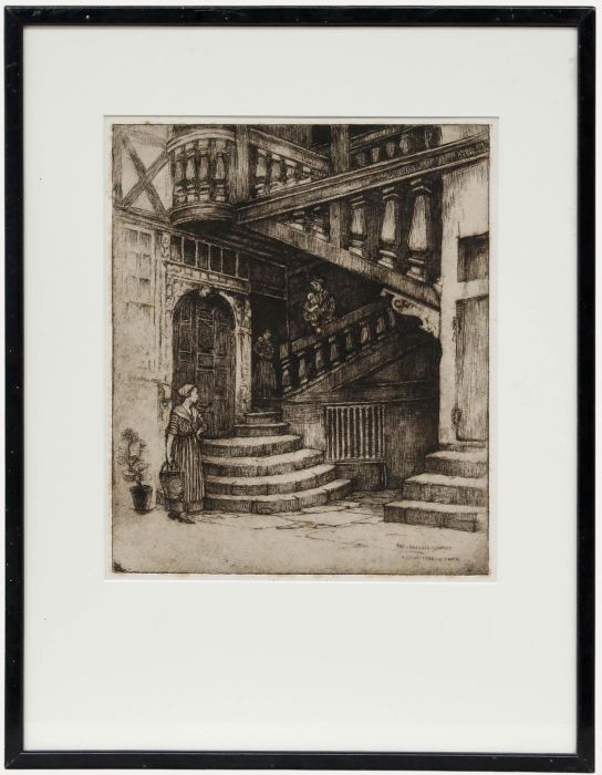 May Louise Greville Cooksey (1878-1943) - Etching, A Courtyard in Rosen