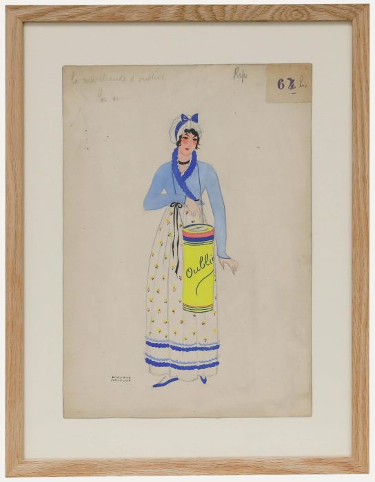 Édouard Halouze - Framed Early 20th Century Gouache, The Wafer Seller