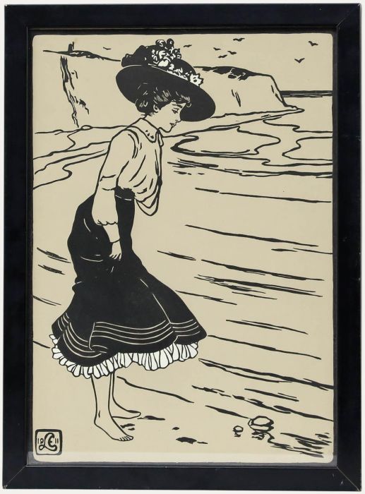 Edmund Lucchesi (1871-1964) - Framed Early 20th Century Woodcut, A Shallow Dip