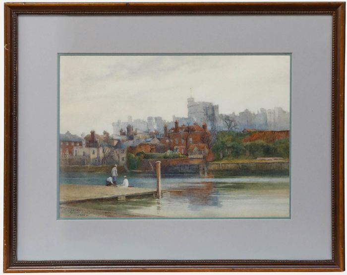 Russell Dowson (1841-1914) - Framed 1888 Watercolour, Windsor from the Thames