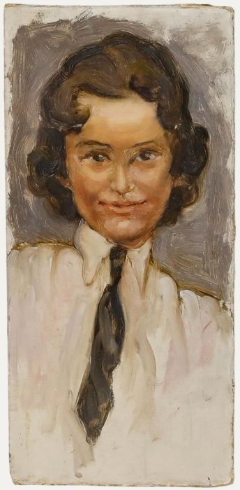 E. M. Johnson - Modern British Mid 20th Century Oil, Lady In Tie