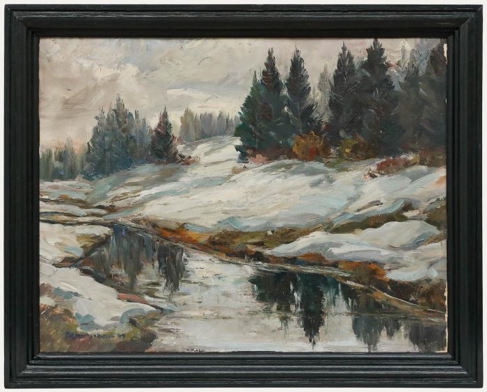 Framed Mid 20th Century Oil - White Banks