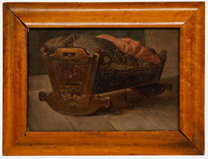 Attrib. Hermann Sondermann (1832-1901) - Folk Art Oil, The Farmer's Cradle