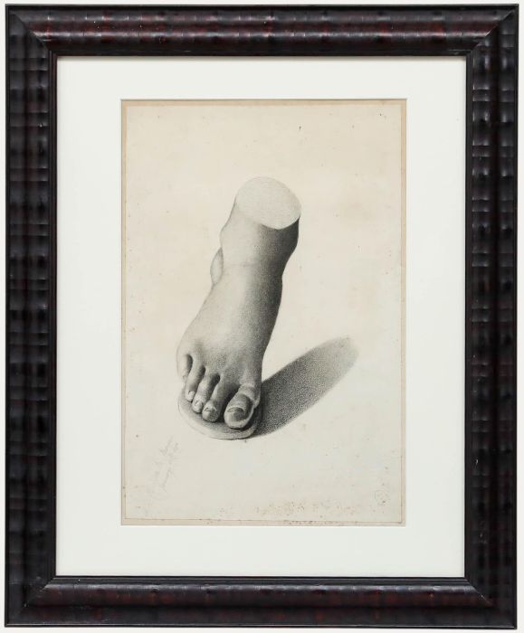 Henrietta M. Morgan - Framed 1872 Graphite Drawing, Foot Study