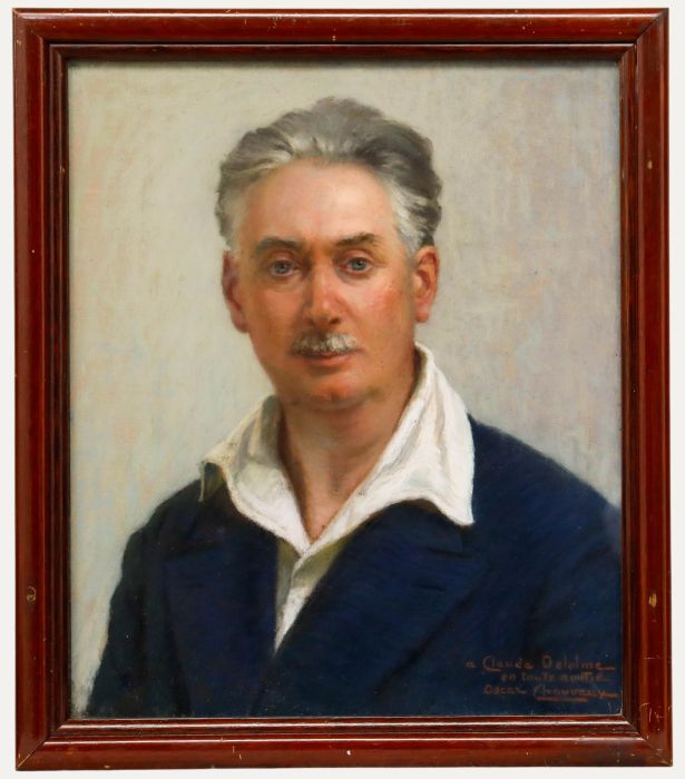 Oscar Chavaux (1874-1965) - Framed Early 20th Century Pastel, Portrait of Claude