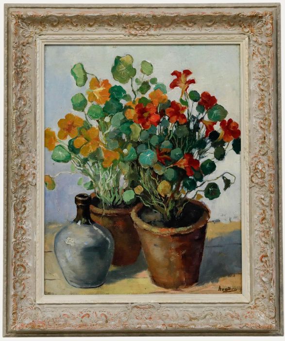 Framed Mid 20th Century Oil - Nasturtiums