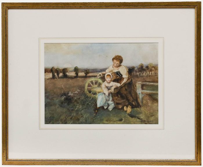 Circle of William Lee Hankey (1869-1952) - Framed Watercolour, Seated in Field