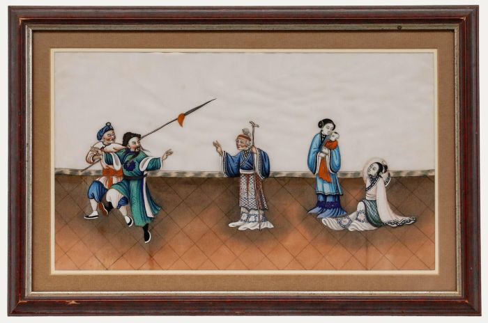 Framed 19th Century Watercolour - A Theatrical Performance