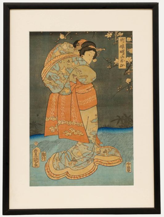 Utagawa Kunisada I - Mid 19th Century Japanese Woodblock, Kabuki Onnagata