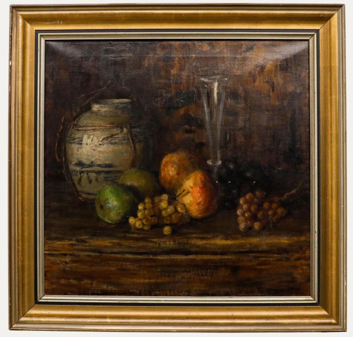 Carl Hayer - Late 19th Century Oil, Grapes and Porcelain