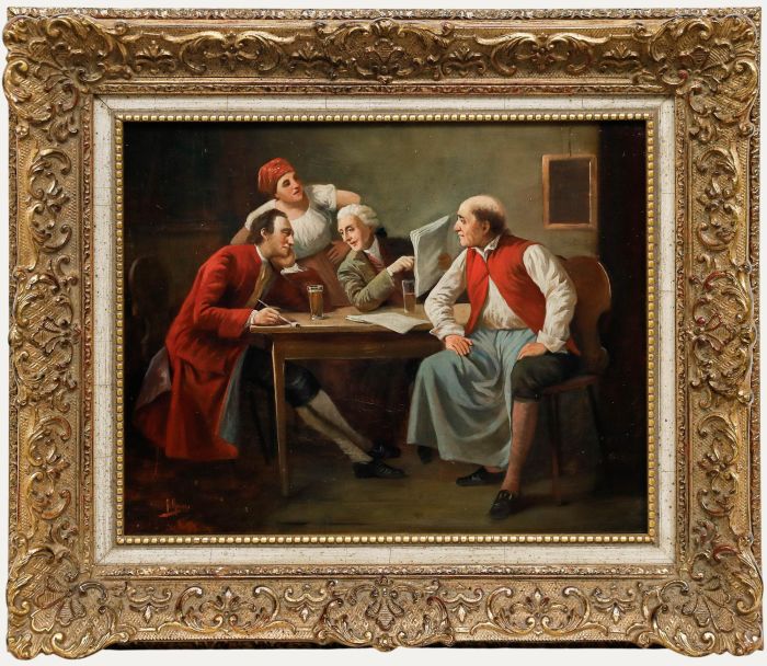 August Hermann Knoop (1856-1919) - Late 19th Century Oil, The Conversation