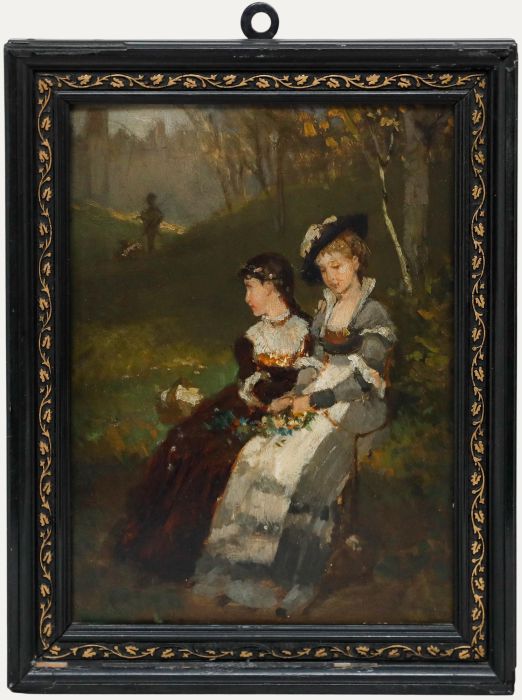 Robert Julius Beyschlag (1838-1903) - Late 19th Century Oil, Picking Flowers