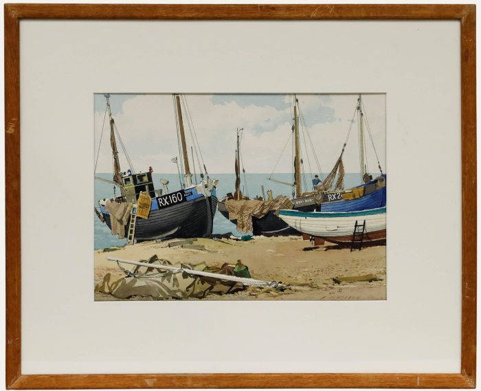 A. J. Wilson - Framed Mid 20th Century Watercolour, Fishing Boats