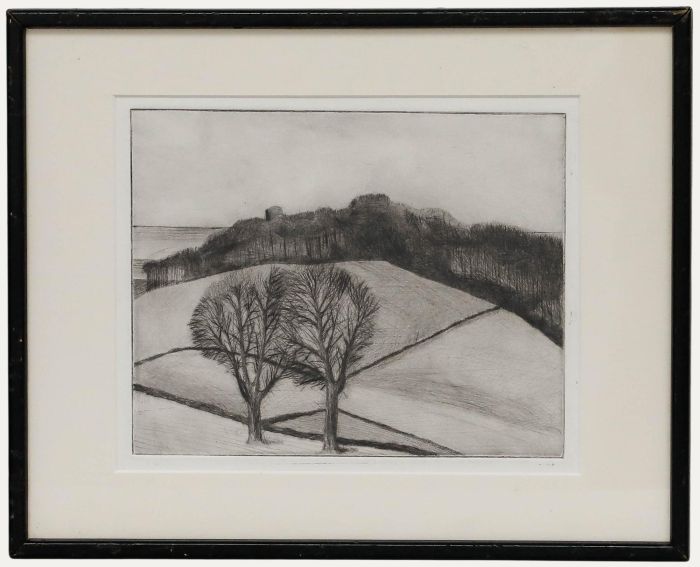 Framed 20th Century Etching - The Old Castle
