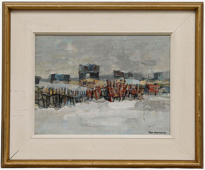 Thomas Mathews (1920-2000) - Impasto 20th Century Acrylic, Snow Fence