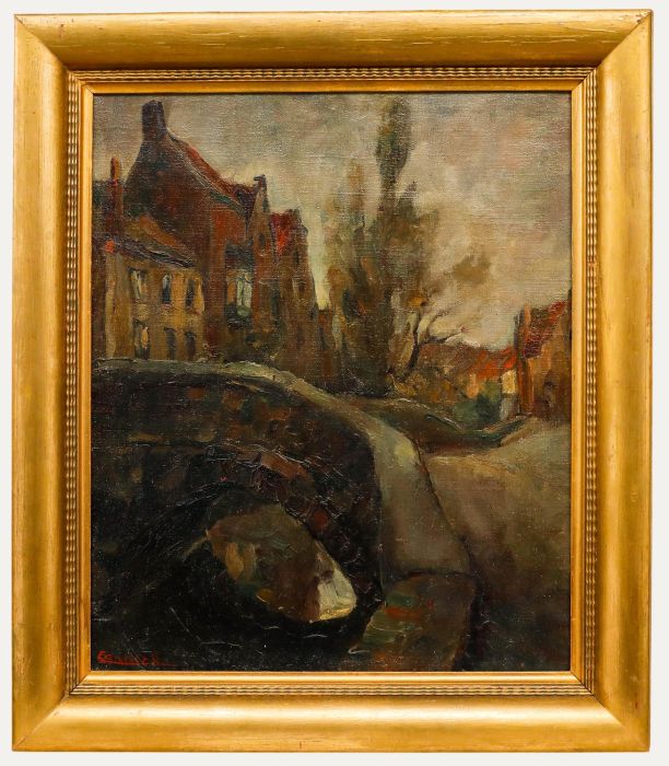 Henry Cartier - Belgian School Early 20th Century Oil, Vlamingbrug