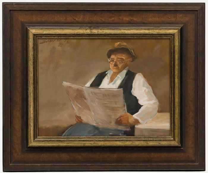Benno Breyer - 1986 Oil, Newspaper Reader