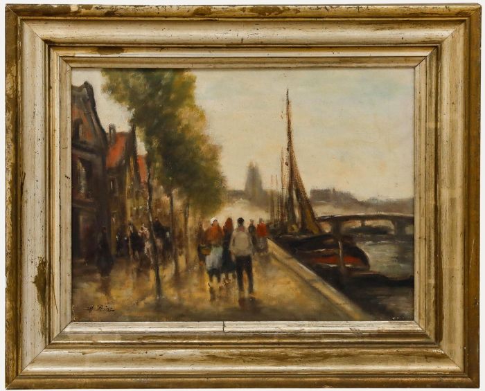 Willy Prinz - Framed 20th Century Oil, By the Riverfront