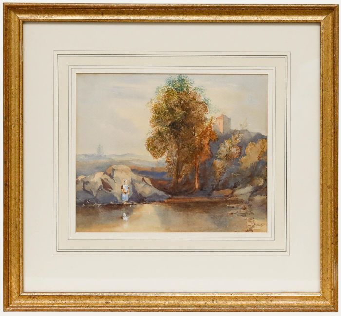Late 19th Century Watercolour - Lady by the Lake