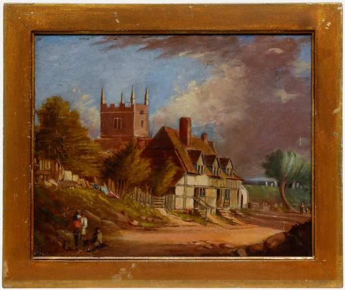English School - 1933 Oil, View of a Rural Village