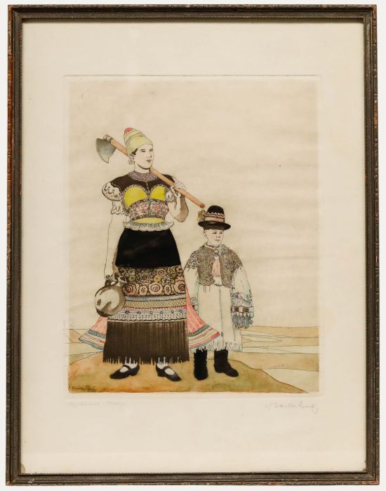 Erno Barta - Early 20th Century Etching, Hungarian Costume Study