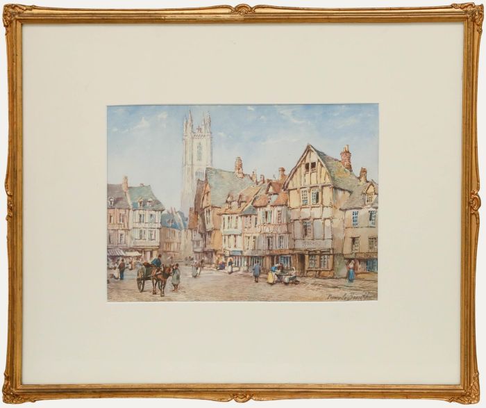 Pierre le Boeuff - Early 20th Century Watercolour, French Market Square