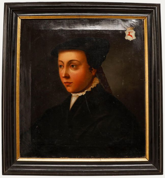 German School - 19th Century Oil, Portrait of Ursula Sophia von Hirschberg