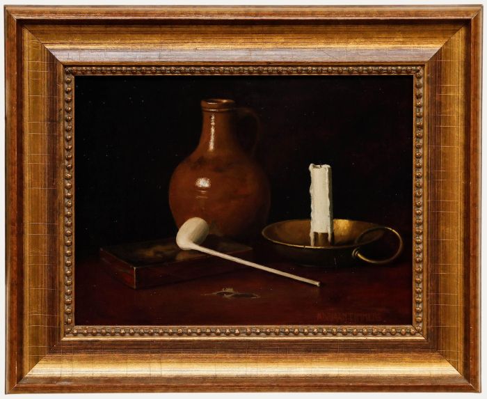 Adriaan Timmers - Framed Early 20th Century Oil, Still Life with Clay Pipe