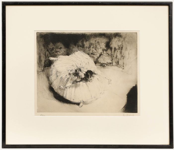 Auguste Brouet - Framed Early 20th Century Etching, Danseuse Saluant