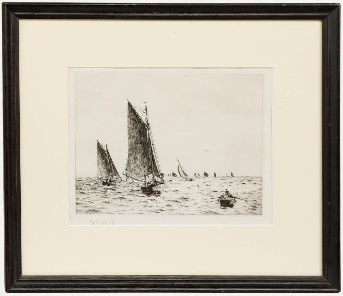 William Lionel Wyllie (1851–1931) - Etching, Fishing Boats on Hamilton Bank