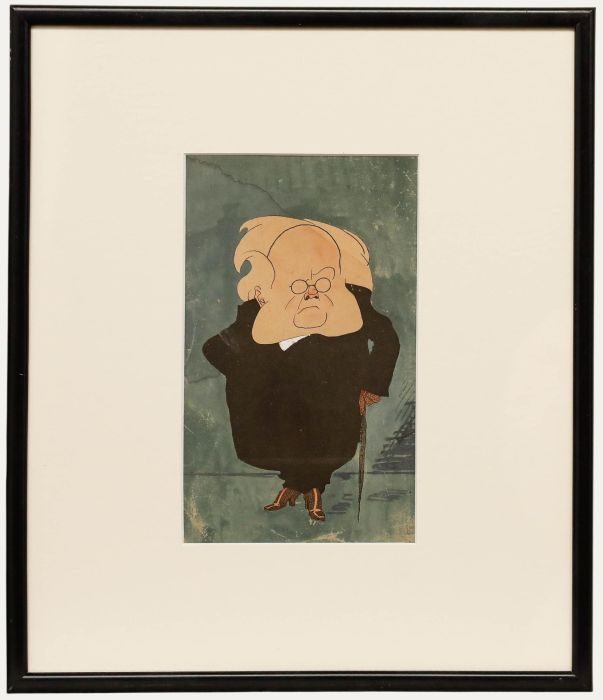 Olaf Gulbransson - Early 20th Century Mixed Media, Caricature of Henrik Ibsen