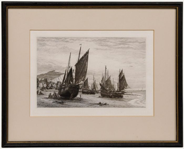 James Dobie - 1882 Etching, Fishing Boats at Hastings