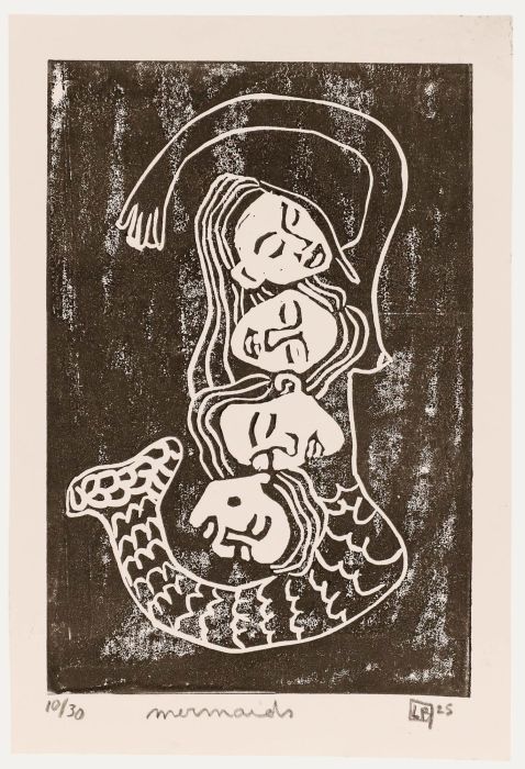 Lorella Bianco - 2025 Linoprint, Mermaids