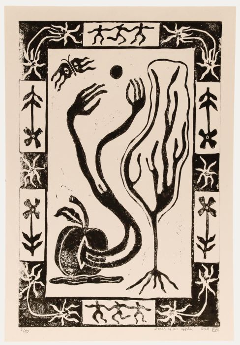 Lorella Bianco - 2025 Linoprint, Death of an Apple IIII