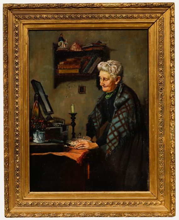 A. Sayers - Early 20th Century Oil, The Seamstress