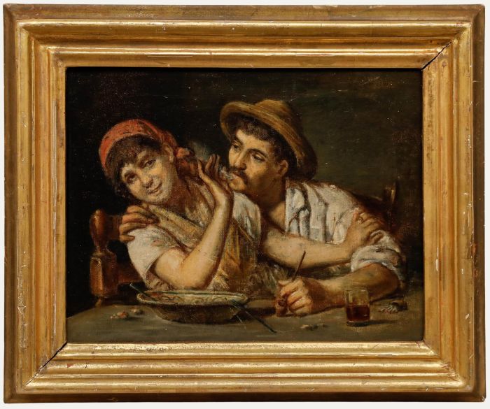 After Raffaele Frigerio - 19th Century Oil, Young Lovers