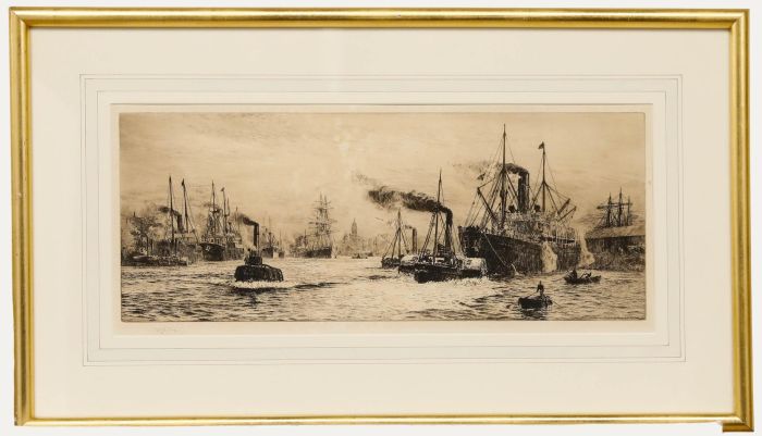 William Lionel Wyllie - Early 20th Century Etching, The Clyde at Govan