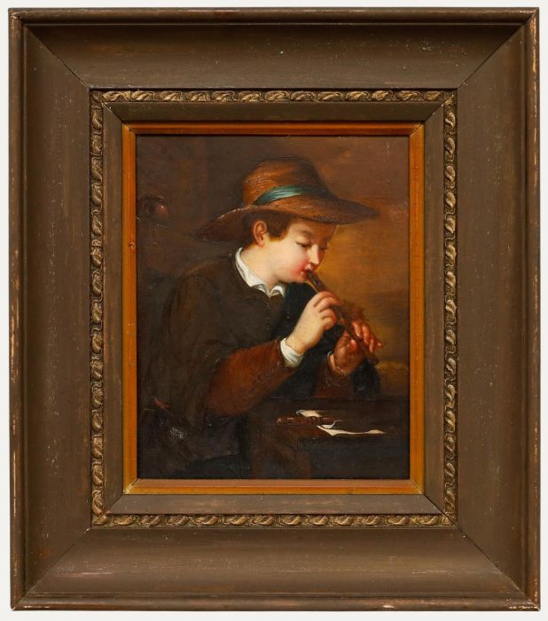 Late 19th Century Oil - Playing the Flute
