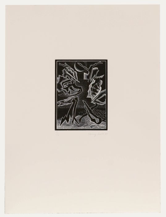 Harry Snook - 1989 Woodcut, Abstract Landscape