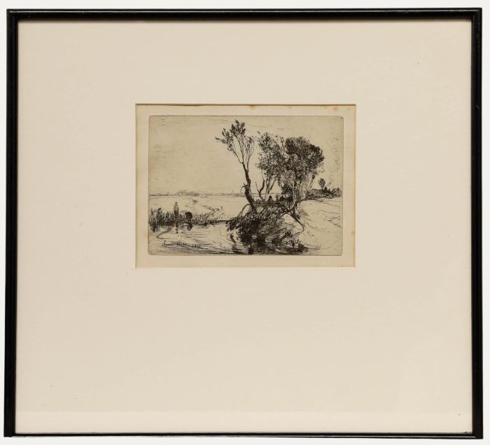Oliver Hall - 1895 Etching, By the River