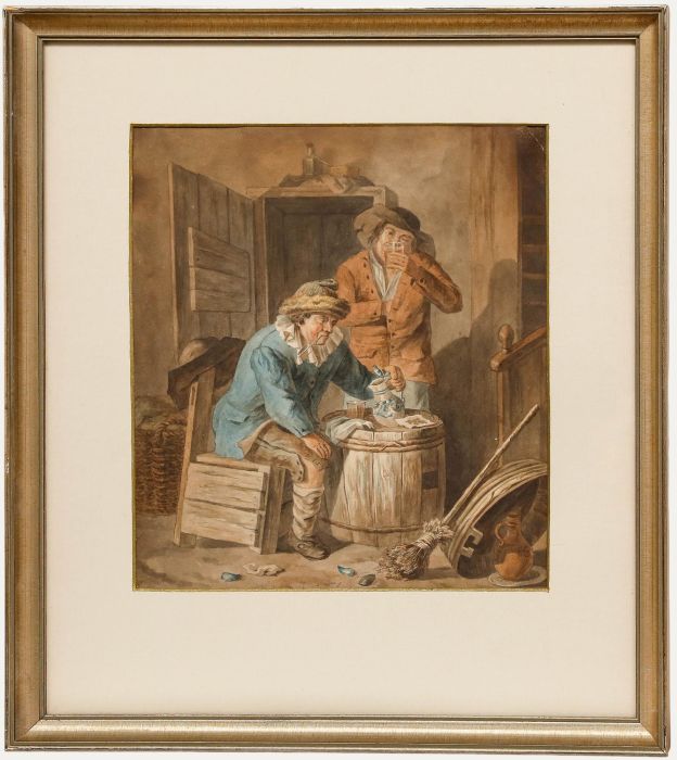 Manner of Adriaen van Ostade - 19th Century Watercolour, Drinkers in a Tavern