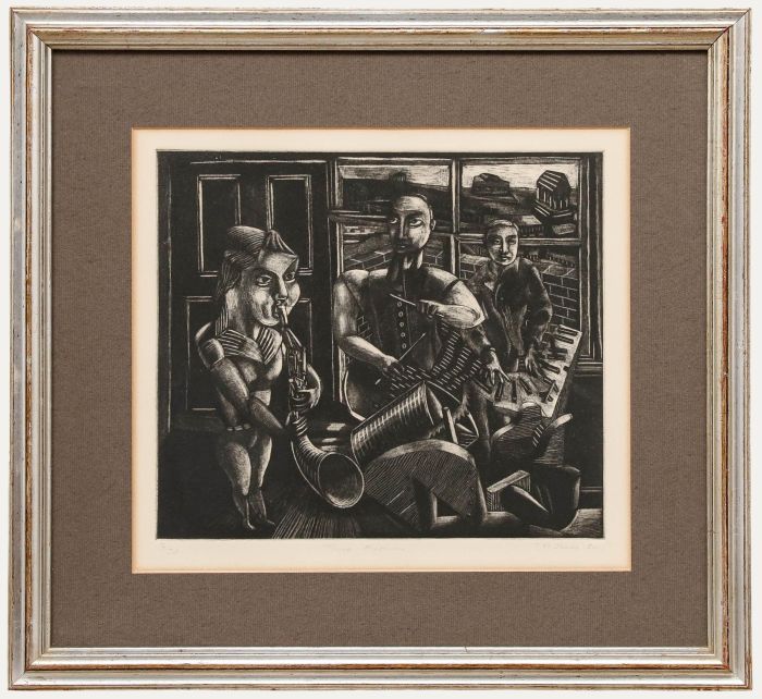 Tim Jones - 1980 Etching, Three Musicians